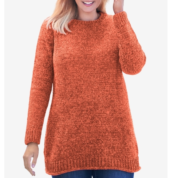Woman Within Sweaters - Womens Chenille Crewneck Sweater 2x